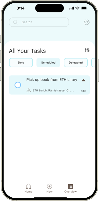 iPhone showing little Wins Tasks Overview